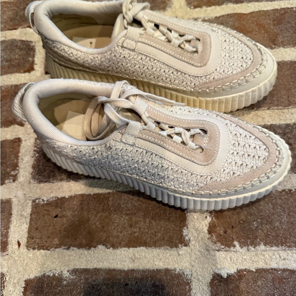 Dolce Vita Dolen Cream Woven Platform Sneakers size 8.5 - Picture 3 of 3